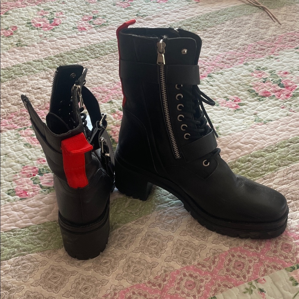 Charles David Black Moto Boots with Silver Accents - Picture 4 of 5